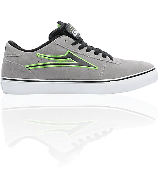 Lakai Manchester Select Grey & Lime Green Skate Shoes Zumiez