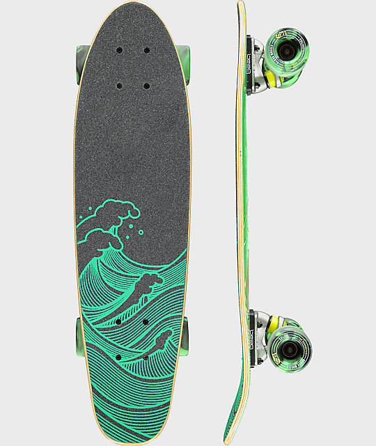 Landyachtz Mini Dinghy Green Waves 26" Cruiser Complete Skateboard Zumiez