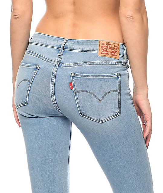 high waisted light wash levis