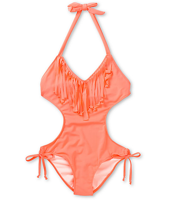 Lira Malibu Coral Fringe One Piece Swimsuit 1901