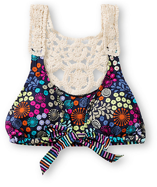 Lost Swimwear Prairie Crochet Racerback Halter Bikini Top Zumiez