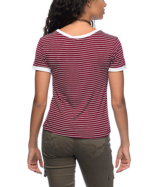 burgundy striped shirt