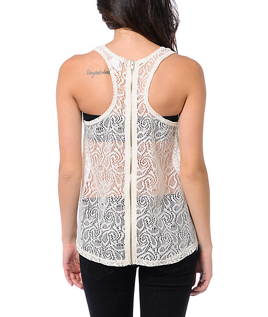 Lunachix Cream Crochet Lace Tank Top Zumiez 0095