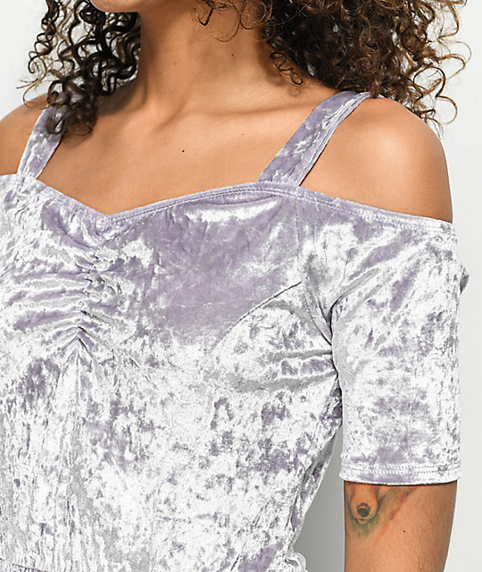 lavender cold shoulder dress