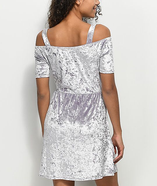 lavender cold shoulder dress
