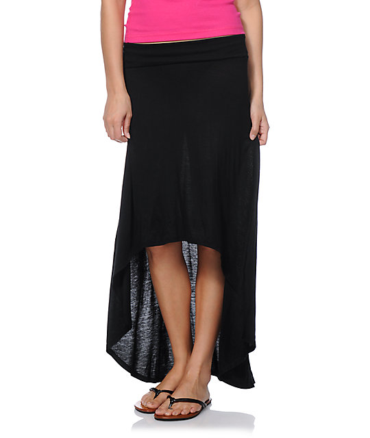 Lunachix Solid Black High Low Maxi Skirt Zumiez