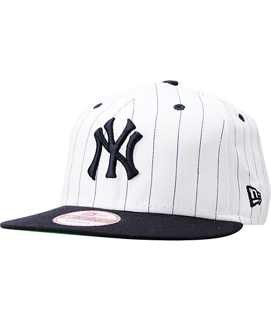 MLB New York Yankees White BITD Pin Stripe New Era Snapback Hat at
