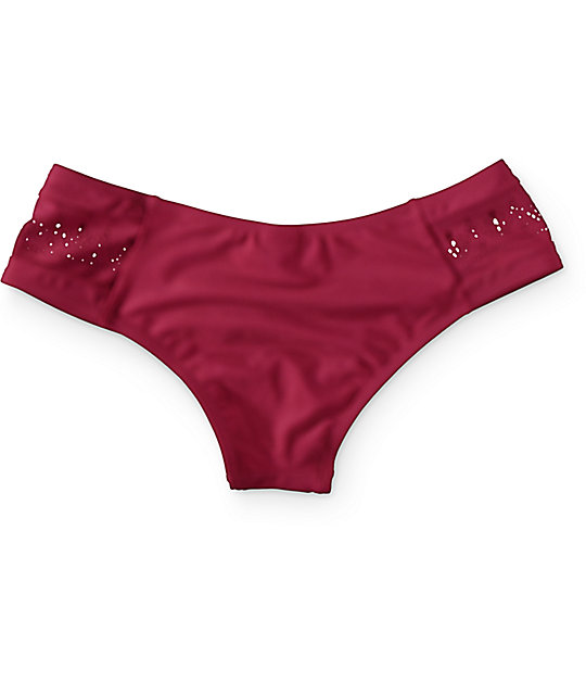 Malibu Burgundy Laser Cut Cheeky Bikini Bottom Zumiez