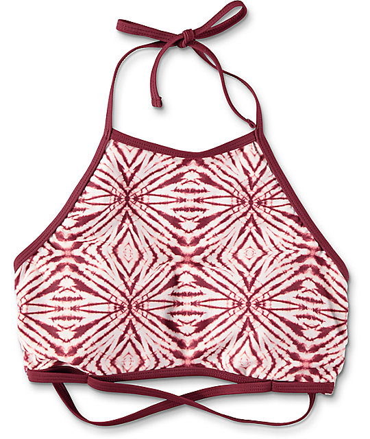 Malibu The Dive Burgundy High Neck Halter Bikini Top Zumiez