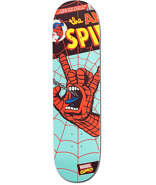 Marvel x Santa Cruz Spiderman Hand 8.0" Skateboard Deck Zumiez