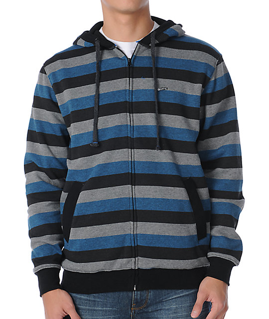 black and gray striped hoodie