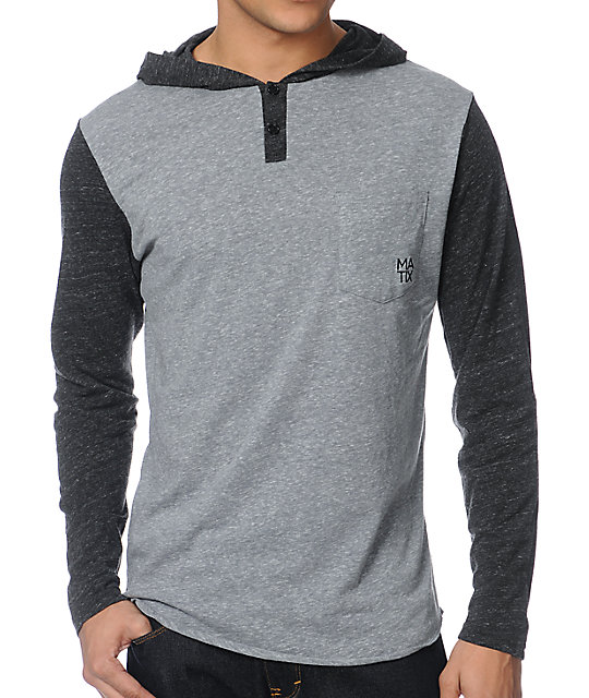 Matix Monostack Charcoal Hooded Henley Shirt Zumiez