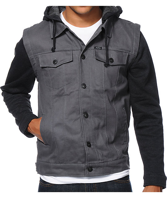 Matix Torent Charcoal Twill Vest Hoodie Zumiez