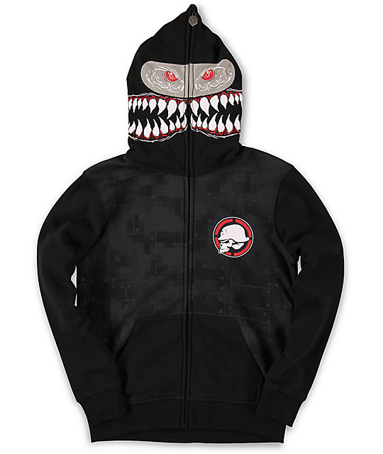 Metal Mulisha Boys Shark Bait Black Full Zip Face Mask Hoodie Zumiez