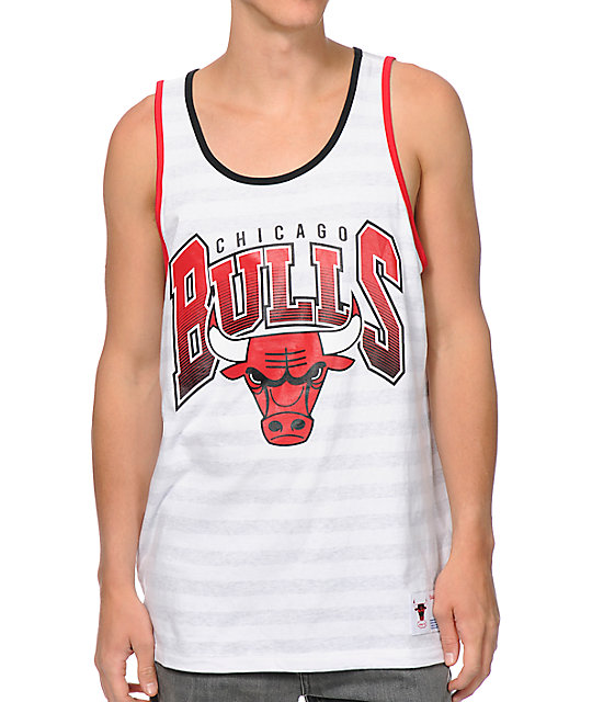 NBA Chicago Bulls White & Grey Striped Tank Top Zumiez