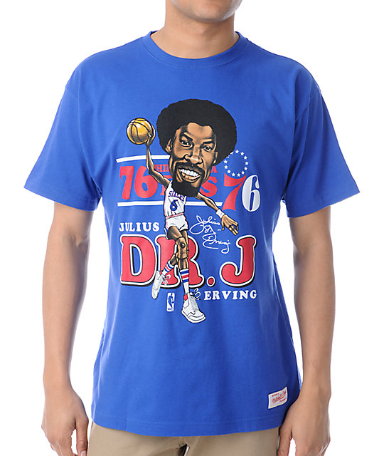 NBA Mitchell and Ness 76ers Julias Erving Caricature T-Shirt | Zumiez