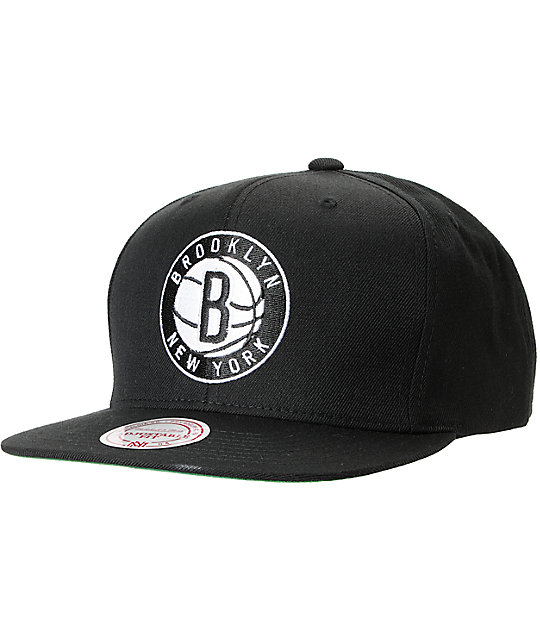 NBA Mitchell and Ness Brooklyn Nets Black Solid Snapback Hat Zumiez