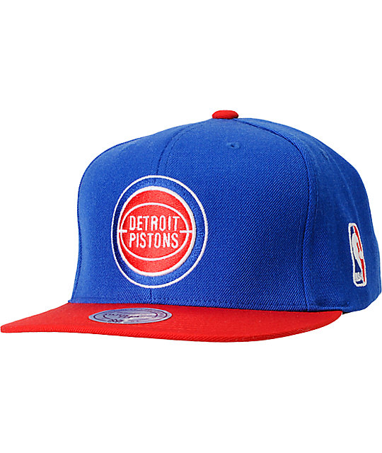 NBA Mitchell and Ness Detroit Pistons Basic 2Tone Snapback Hat Zumiez