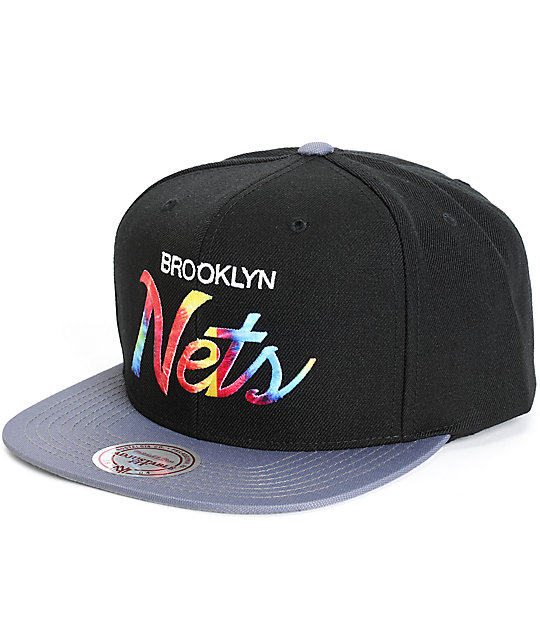 NBA Mitchell and Ness Nets Tie Dye Script Snapback Hat Zumiez