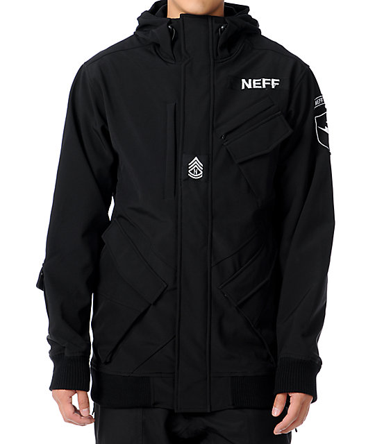 Neff Assault 10K Black Technical Softshell Mens Snowboard Jacket Zumiez