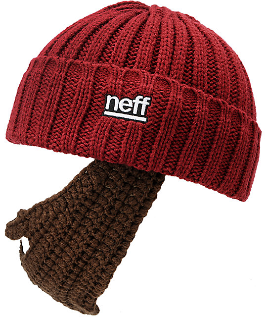 Neff Beardo Maroon & Brown BeardBeanie Zumiez