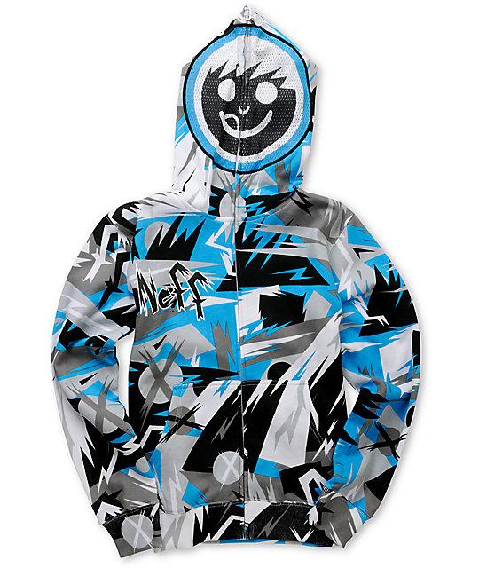 Neff Boys Jumbled Blue & Grey Full Zip Face Mask Hoodie at Zumiez : PDP