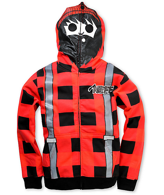Neff Boys Lumberjack Red Full Zip Face Mask Hoodie at Zumiez PDP