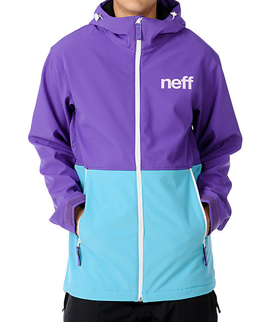 Neff Daily 10K Purple & Teal Technical Softshell Mens Snowboard Jacket