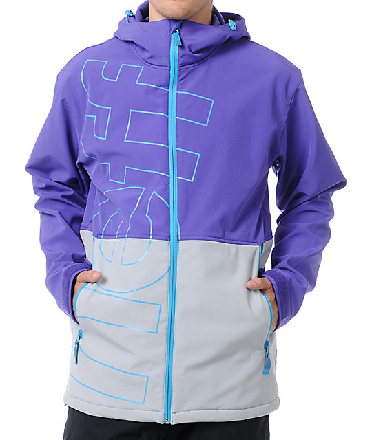 Neff Daily Purple & Grey 10K Technical Softshell Snowboard Jacket Zumiez