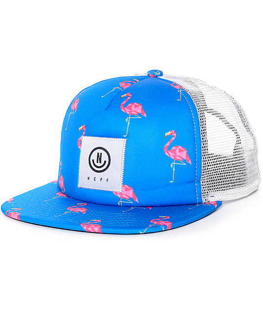 Neff Flamingo White & Blue Trucker Hat at Zumiez PDP