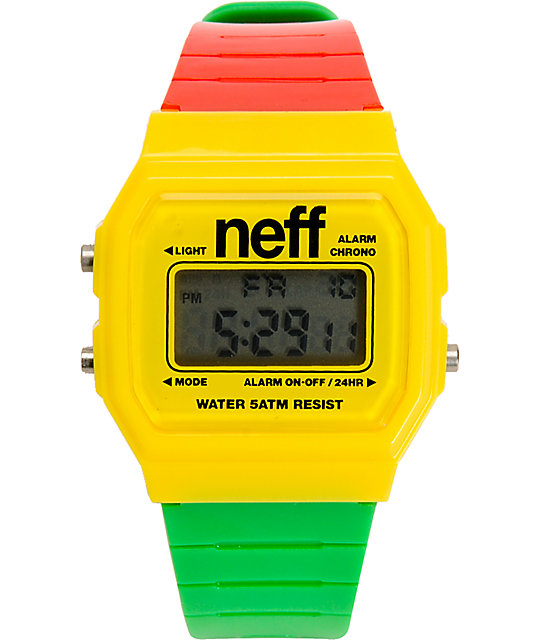 Neff Flava Rasta Digital Watch Zumiez