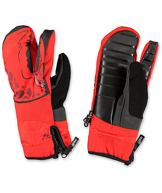 Neff Lobster Red Snowboard Mittens Zumiez