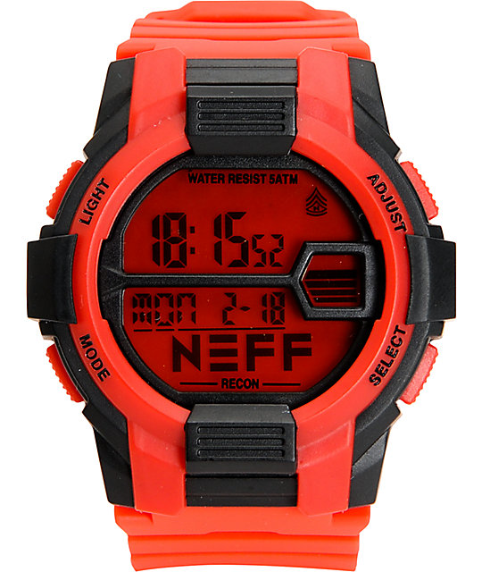 Neff Recon Red & Black Digital Watch Zumiez