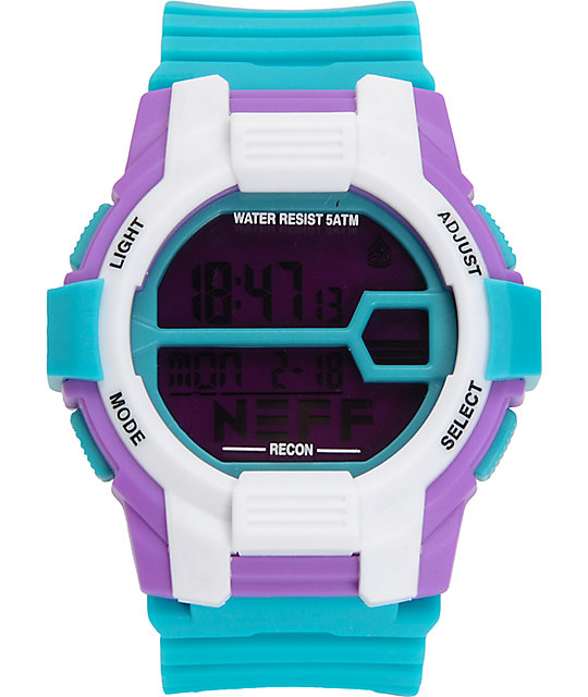 Neff Recon Teal & Purple Digital Watch Zumiez
