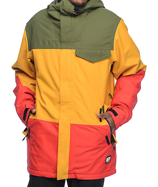 Neff Trifecta 10k Rasta Snowboard Jacket at Zumiez PDP