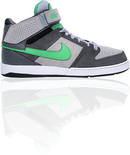 Nike 6.0 Zoom Mogan Mid 2 Grey, White, & Green Skate Shoes