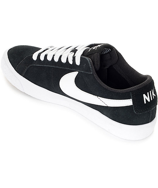 Nike SB Blazer Zoom Black & White Suede Skate Shoes Zumiez