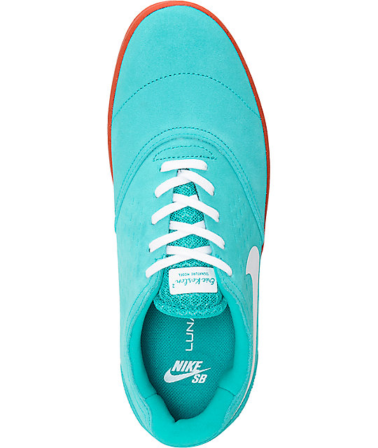 Nike SB Eric Koston 2 Lunarlon Turbo Green, White, & Rust Skate Shoes | Zumiez