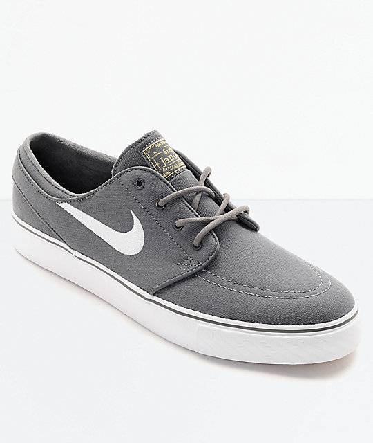 Nike SB Janoski Canvas Grey & White Skate Shoes | Zumiez