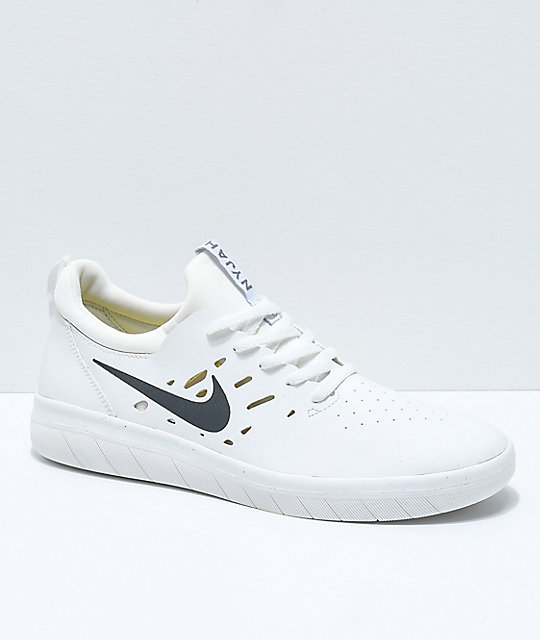 Nike SB Nyjah Free White Skate Shoes | Zumiez