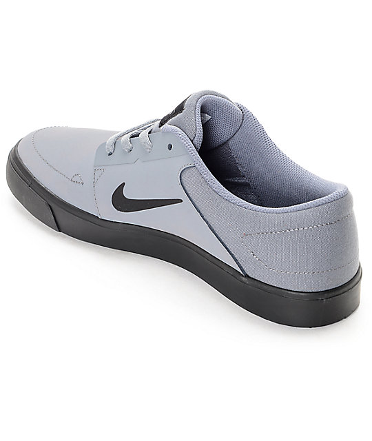 Nike SB Portmore Nubuck Grey & Black Skate Shoes Zumiez