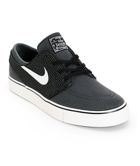 Nike SB Zoom Stefan Janoski Anthracite, Ivory, & Black Canvas Skate Shoes at Zumiez : PDP