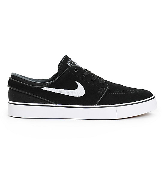 nike sb zoom stefan janoski black & white canvas skate shoes