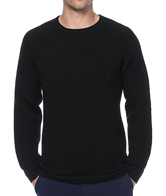 Ninth Hall Commando Black Waffle Knit Sweater Zumiez