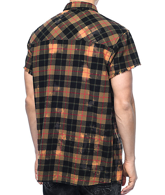 Ninth Hall Pablo Black & Bleached Short Sleeve Flannel Shirt Zumiez