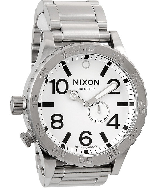 Nixon 5130 Tide Silver & White Analog Tide Watch