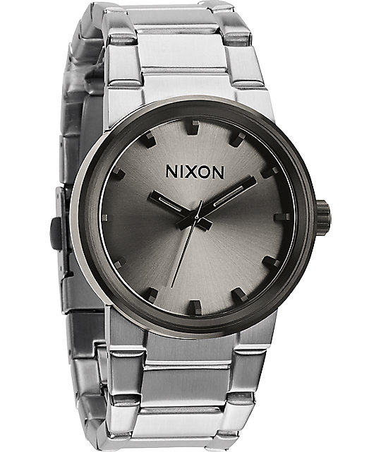 Nixon Cannon Silver And Gunmetal Analog Watch