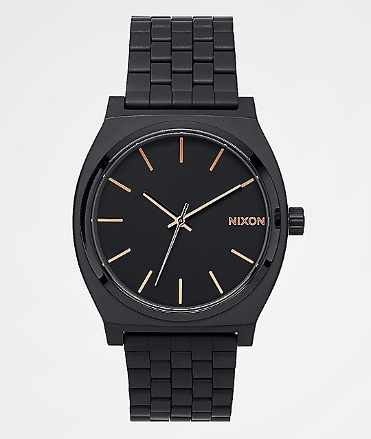 nixon black and rose gold watch