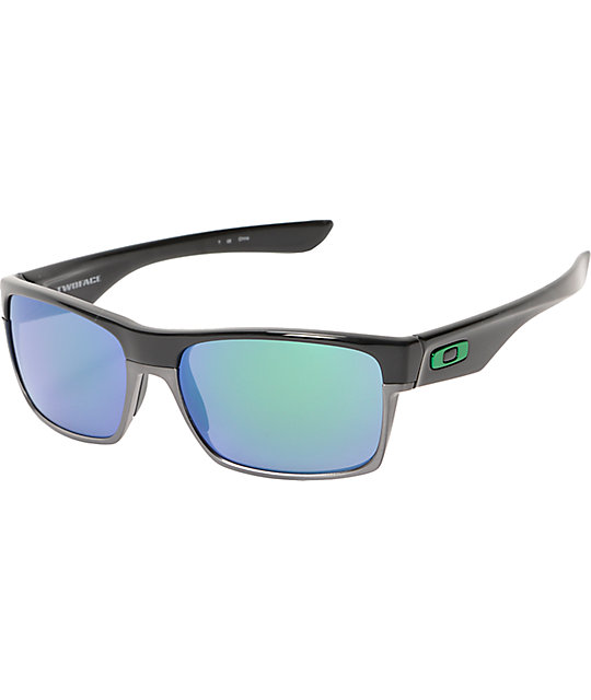Oakley Two Face Black & Jade Iridium Sunglasses