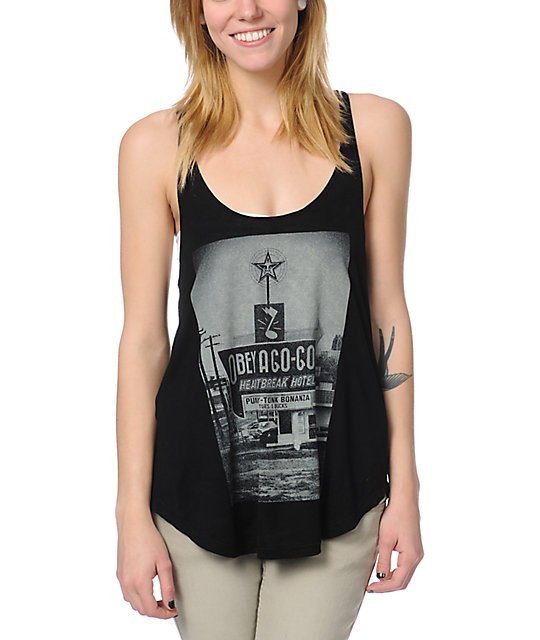 Obey A GoGo Black Melody Tank Top Zumiez